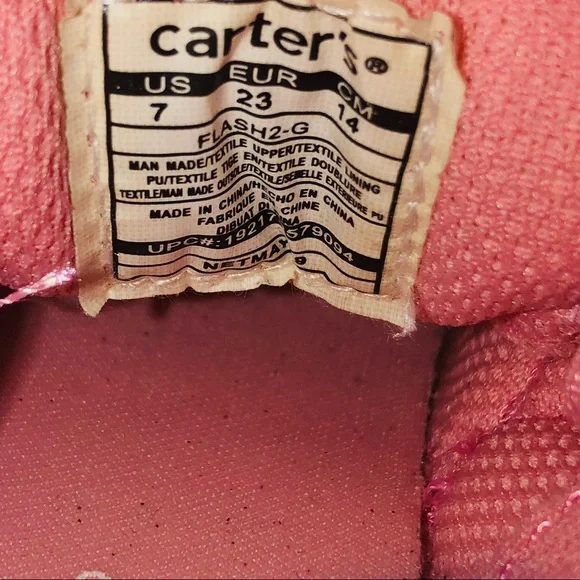 NWT Carter's Unisex-Child Flash Sneaker Color-Rose Gold (Pink)Size 7 - Picture 10 of 11